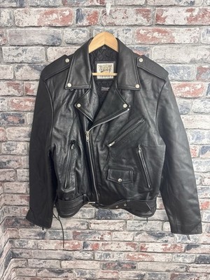 Vintage 90s Open Road Wilsons Leather Black Motorcycle Jacket Biker Size L