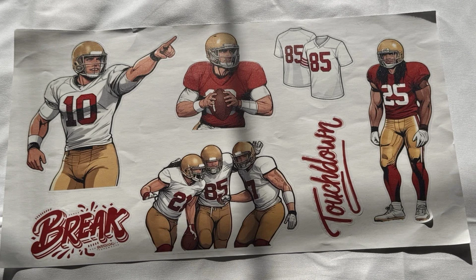 Football Stickers 4 Sheets Red/Gold Flat Die-Cut Self-Adhesive Scrapbook Craft Foto 4 de 4