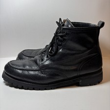 Botas de trabajo de cuero negras LL Bean vintage años 70 80 Vibram se adapta a los hombres 11 puntera sin usar