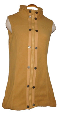 Genuine KHUJO fleece vest zip up long wear alone/liner system Mustard Beige sz L