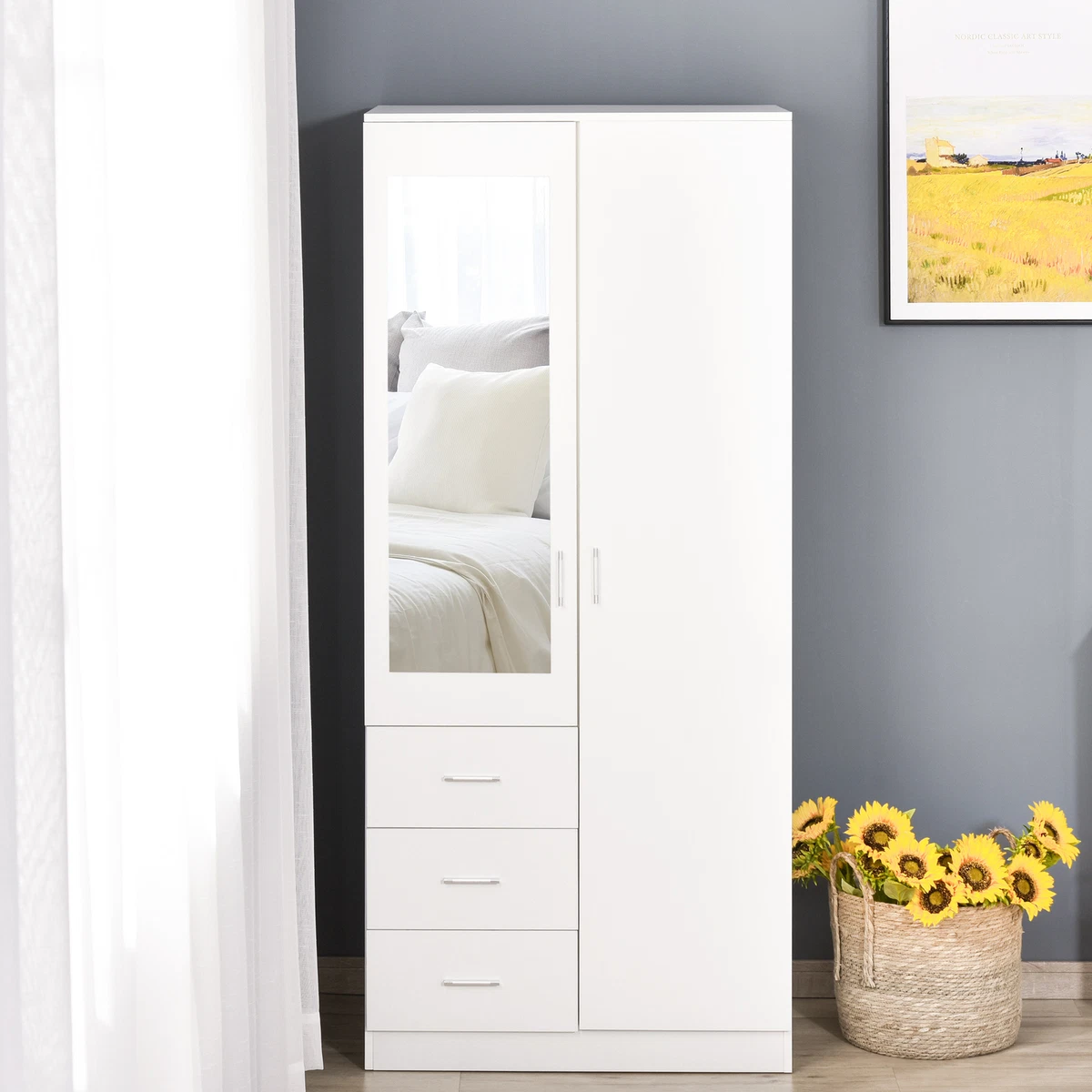 Shumake 2 drawer combo dresser with mirror outlet