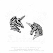 ALCHEMY GOTHIC - UNICORN STUD EARRINGS - FANTASY MYTHICAL HORSE COSPLAY NEW