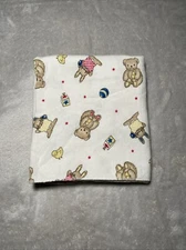 Vintage Receiving Baby Blanket Flannel Bear Rabbit Ball Star Duck Top Block Toys