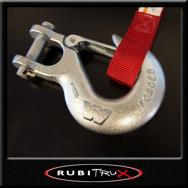 WARN 98426 Winch Hook W/ Latch/Clevis Pin + Safety Strap Combo