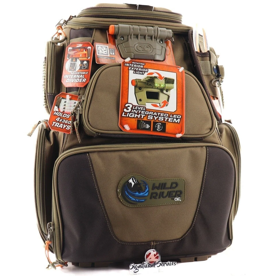 Wild River by CLC WT3604 Tackle Box Nomad Lighted Backpack Four PT3600 Trays - Image 3 of 4