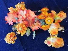 Vintage Millinery Flower Collection Orange Yellow Coral 1-2" German H5124