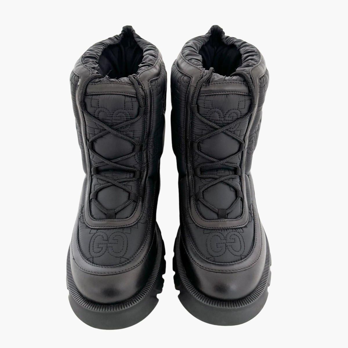 Gucci Romance GG Quilted Snow Boot EU 42 US 12 Black Nylon