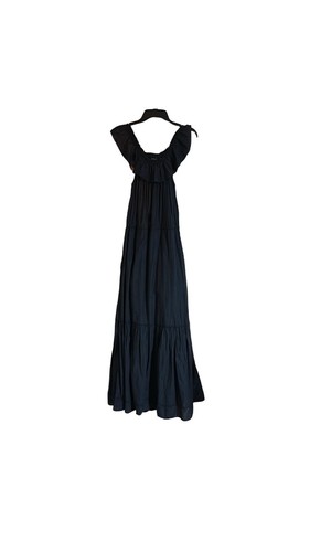 Ulla Johnson Barney’s Navy Blue Off the Shoulder Smocked Eyelet Maxi Dress Sz 0 - Picture 2 of 10