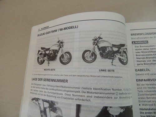 Werkstatthandbuch Suzuki GSX750 Inazuma 1998 Wartung Reparatur - Picture 4 of 13