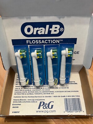 GENUINE Oral-B, Max Clean, FlossAction, Refill Brush Heads, Pack of 4. 