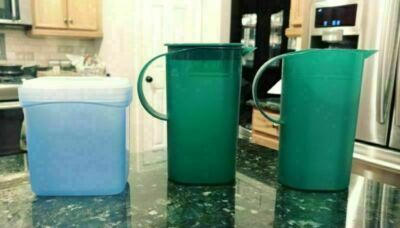 2 Tupperware Impression Mini Pitchers 3535 500ml & Swing Box Rocker 2794 450ml