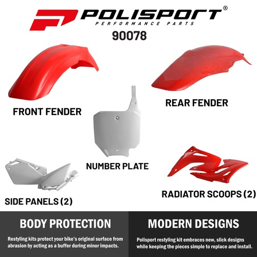 Polisport Plastic Restyling Kit for Honda CR85(03-07) Red/White | eBay