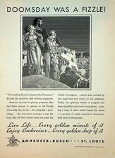 Original 1938 Anheuser-Busch Ad: Beer; Doomsday was a Fizzle
