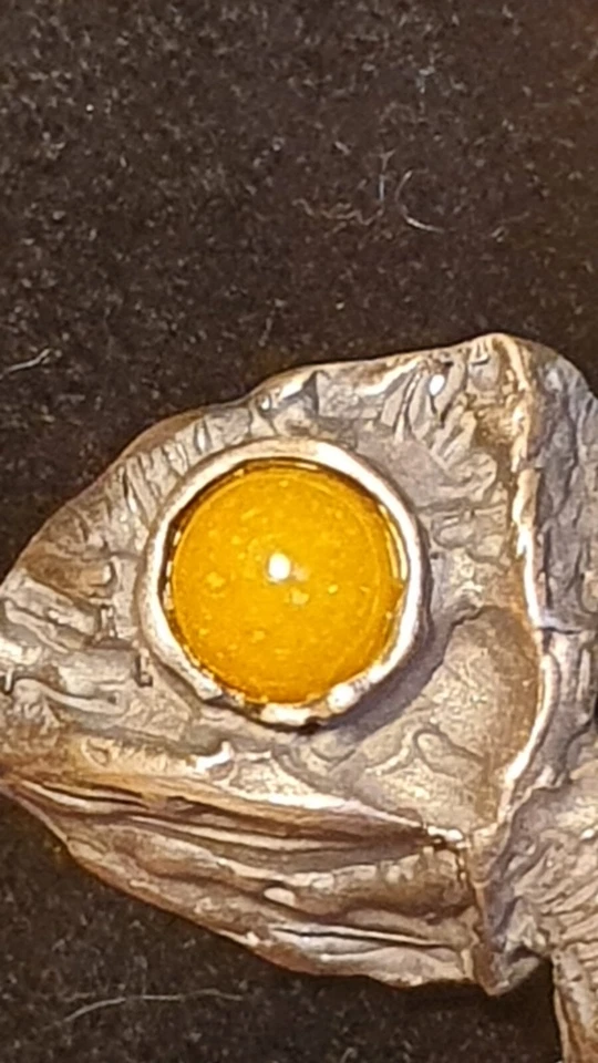 Modernist Sterling Silver 925 Baltic Amber Cameleon Pendant - Image 4 of 4