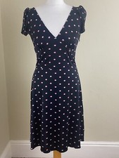 ISSA black and pink patterned cap sleeve tea dress mid length size 12 silk LBD
