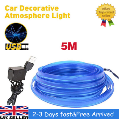 5M LED Auto Innenraum EL Draht Neon Schnur Streifen Lichter Atmosphäre Leuchten Dekor Lampe