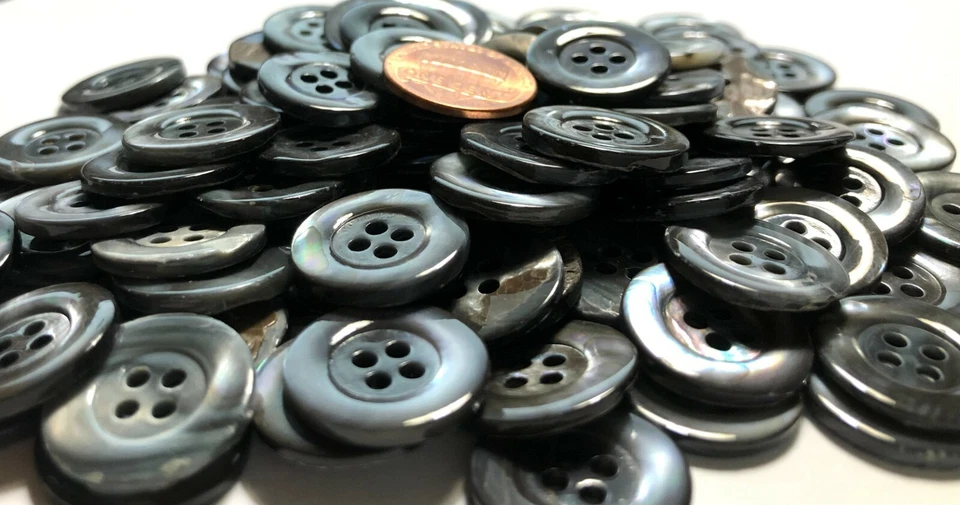 6 PCS ONLY Iridescent Smoke Gray Trocas Shell Buttons 17.5mm 11/16" 11697 - Image 3 of 4