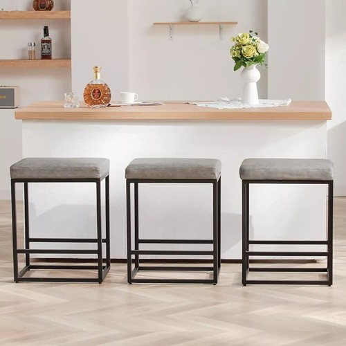 Metal Bar Counter Height Bar Stools 24 inch Bar Height Stools Set Of 2 Table - Picture 3 of 6