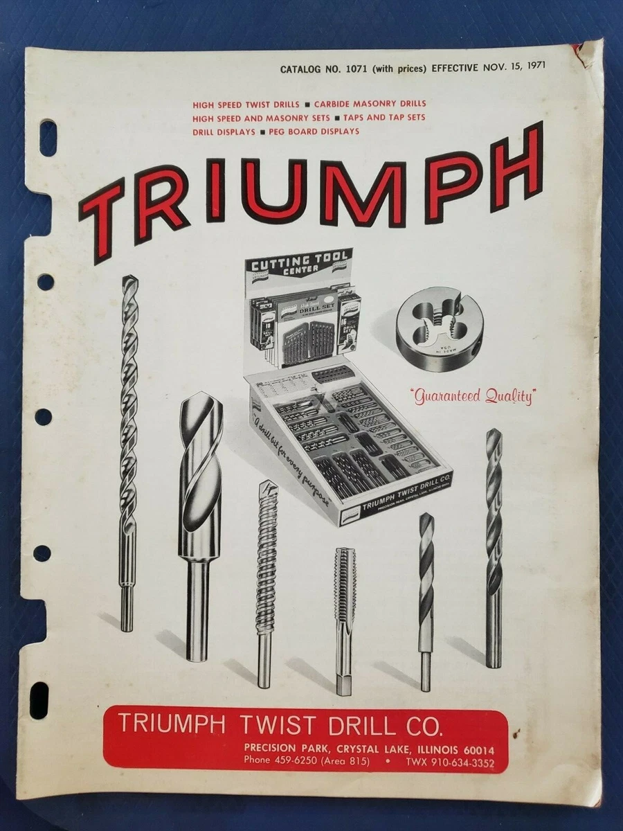 Triumph Twist Drill Co. 1971 Catalog Drill Bits Taps Tap Sets