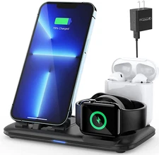 OLEBR 3 in 1 Charging Station for Multiple Devices Apple Bedside Charging Stand 