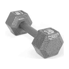 Single Gray Dumbbell 15lb Cast Iron Hex Dumbbell Strength Training Fitness A