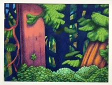 Original Painting Landscape Abstract Mixed Media Whimsical Fantasy By Murdo