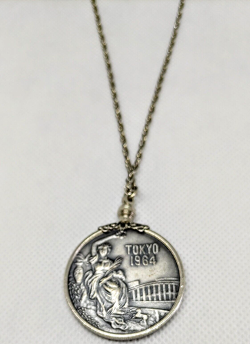 1964 TOKYO JAPAN OLYMPIC Commemorative Necklace Medal Goddess And Soldiers - Picture 4 of 8