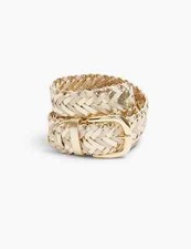 Lane Bryant Faux-Leather Braided Belt Matte Gold Plus Size 18/20 NWT