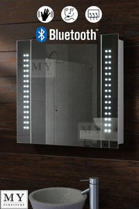 60 Led Bathroom Mirror Cabinet Bluetooth Shaver Demister Sensor Image Is Loading 60 Led Bathroom Mirror Cabinet Bluetooth Shaver Demister