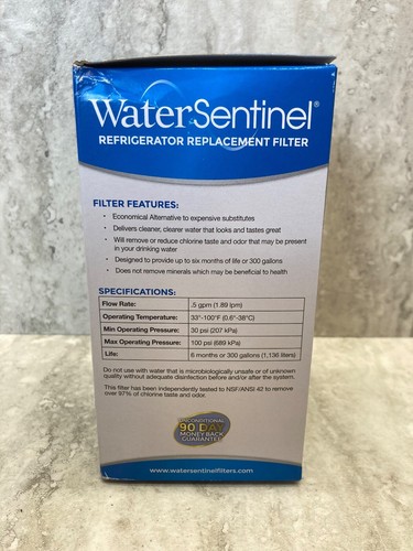 Refrigerator Water Filter Replacement - WSL1 Water Sentinel - Sealed in Box - Picture 6 of 7