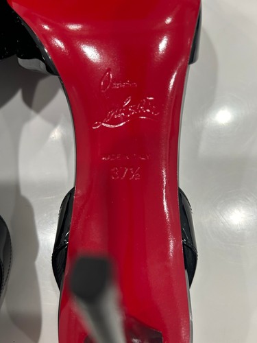 NIB Christian Louboutin Astrid Sling 85 Black Patent Sandal Heel Shoe 37.5 - Picture 12 of 12