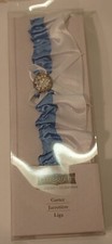 Celebrate It Blue/White Satin Faux Diamon Ribbon Wedding Garter