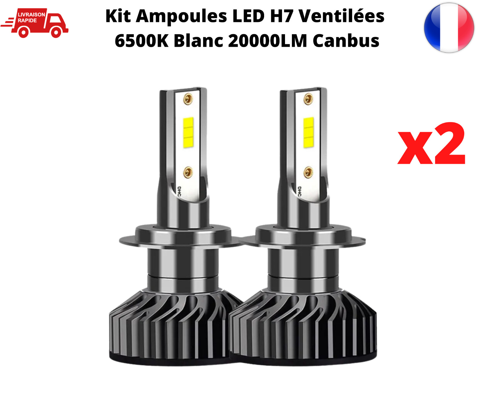 Ampoule H7 LED 6500K pour phares de voiture idéale pour les trajets de nuit