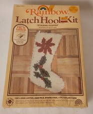 Vintage Latch Hook Kit Christmas Stocking Holly Rainbow Creations MCM Unopened