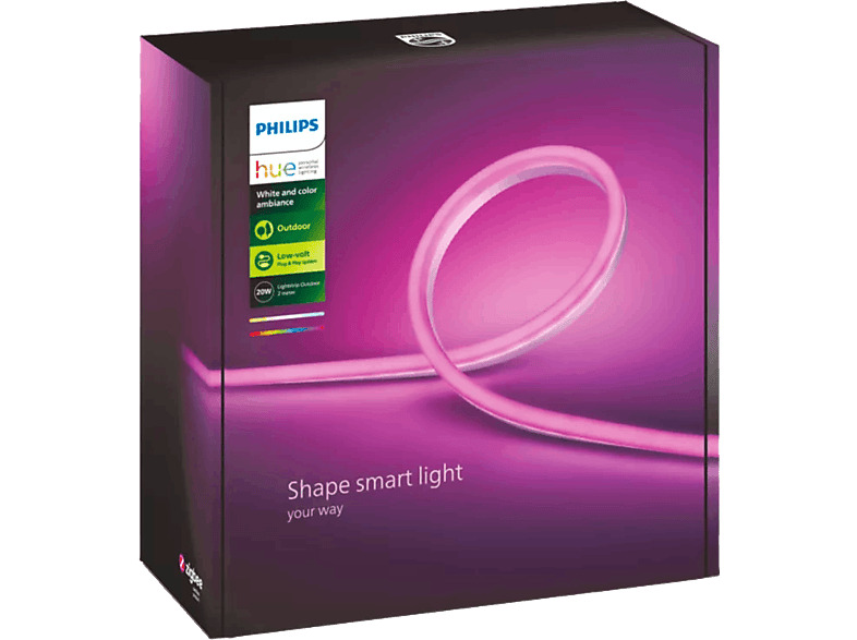 Philips Hue, Tira LED, 2 m para exterior, sumergible (IP67), Silicona, Blanco