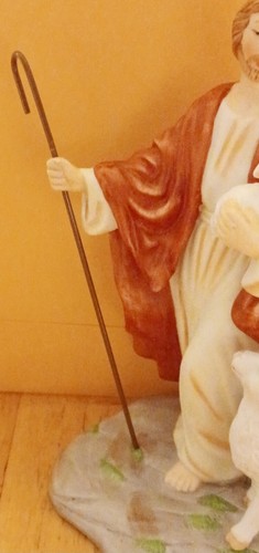 Jesus Christ The Good Shepherd 7"x5" With Metal Staff No Box - Picture 4 of 6