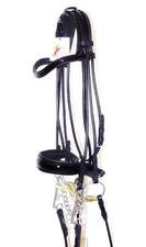 FSS ROLLED PATENT Curve Padded CROWN CUT AWAY SHAPE Crank Cavesson DOUBLE Bridle