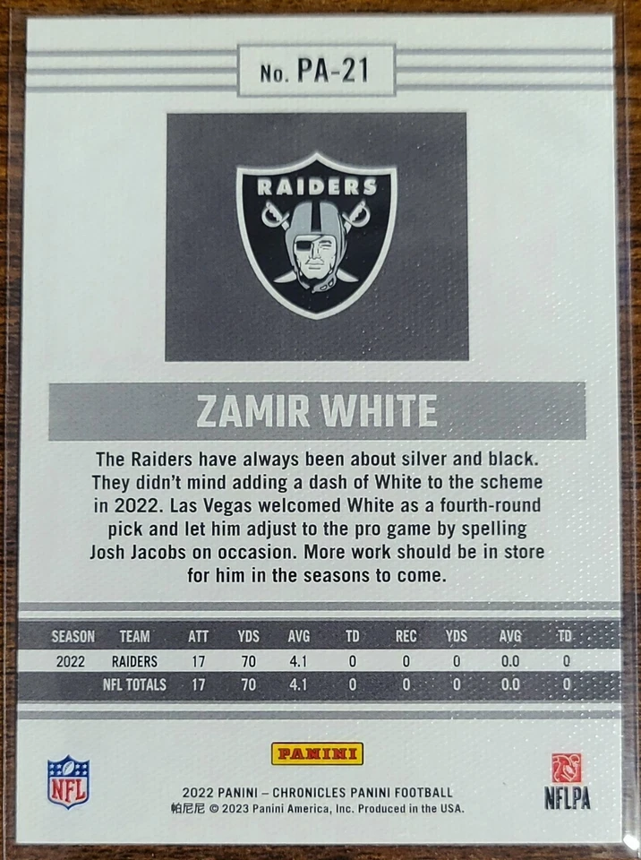 2022 Panini Chronicles Football Panini Football Zamir White RC PA-21 - Image 2 of 2