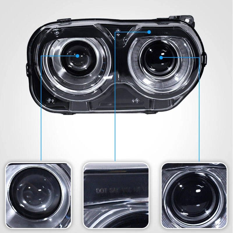 For Dodge Challenger 2015-2023 Halogen w/ LED DRL Projector Headlight Passenger Foto 4 de 4