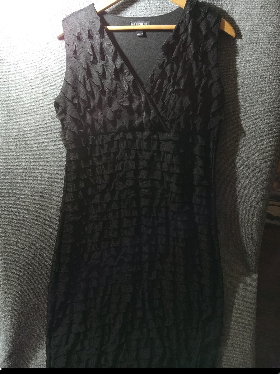 Fashion Bug Sleeveless Dress Women's Large Ruffled Semi Formal Shimmery V  Neck | eBay