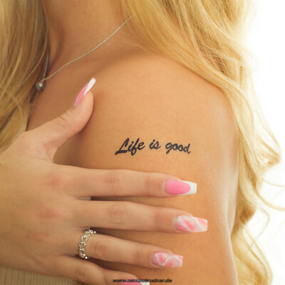 1 x Life is good Tattoo - Schriftzug in schwarz - Temporary Body Tattoo (1)