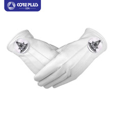 Masonic Past Master Blue Lodge Gloves White Leather with Black California Reg