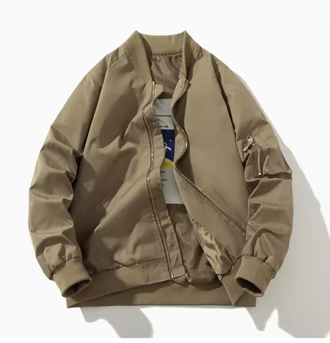 Vintage Fashion Loose Bomber Jacket Men's Baseball Coat Zipper Windbreaker Tops