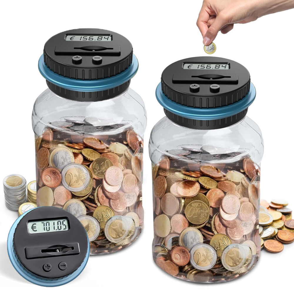 2x Spardose mit Zählwerk Spardose Automatische Münzzähler LCD Digital Anzeige