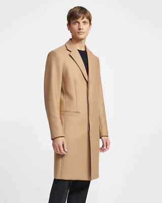 Theory X4409 Men's Brown Manroe Melton Wool Topcoat Size XS | eBay