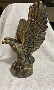 Brass Toned Gilded Metal Eagle Statue