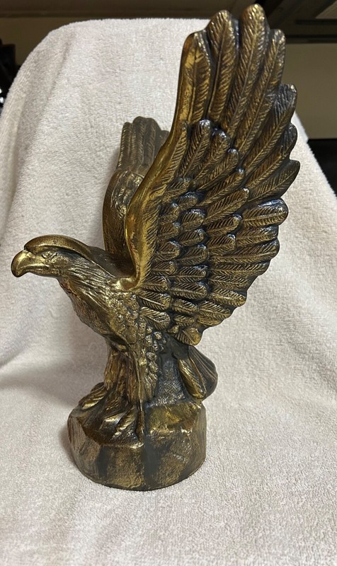 Brass Toned Gilded Metal Eagle Statue