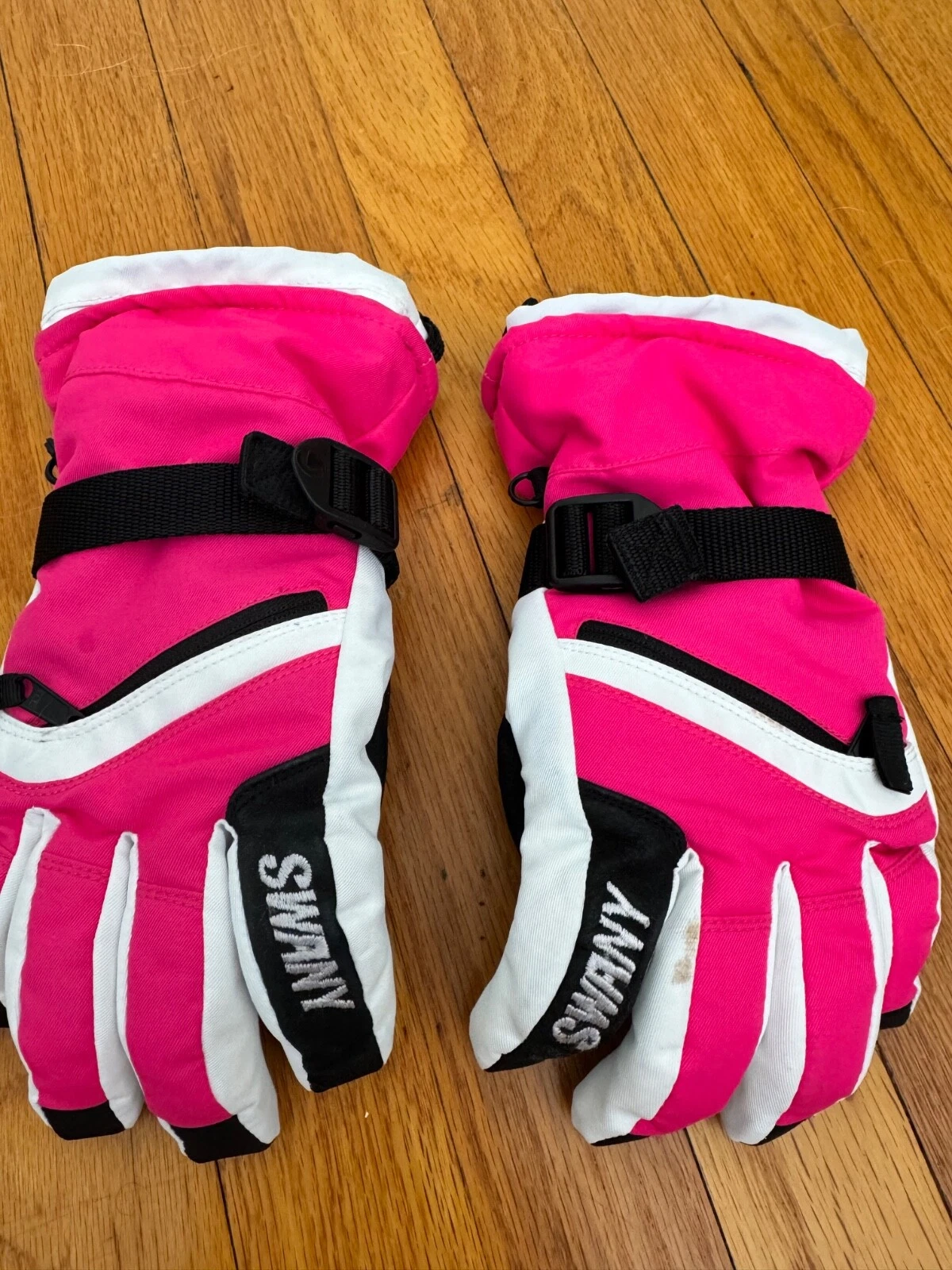 Swany Triplex Snow Gloves Youth Large 9-10 White Pink SkiSnowboard