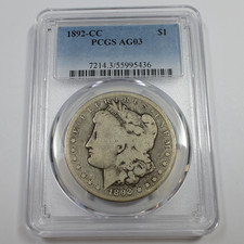 1892 CC CARSON CITY PCGS AG3 - Silver Morgan Dollar $1 US Coin #58509B