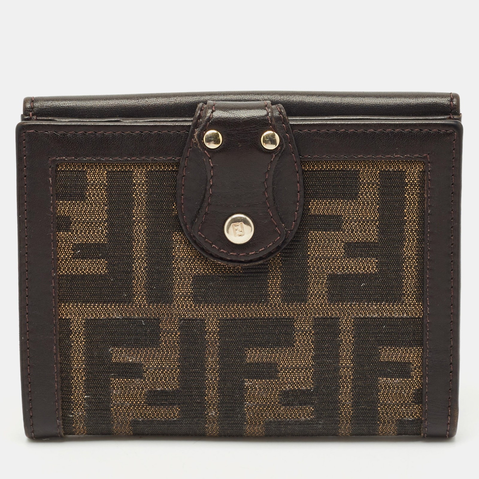 Fendi Tobacco Zucca Canvas and Leather French Flap Wallet